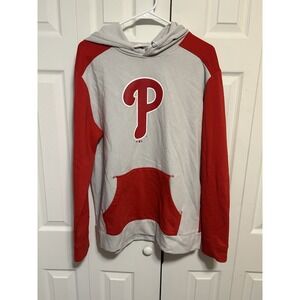 Philadelphia Phillies Fanatics Pullover Hoodie, Gray And Red w/Team Logo, Large